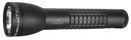 Maglite Black No Led Industrial Handheld Flashlight, Alkaline D, 524 lm ML300LX-S2CC6K