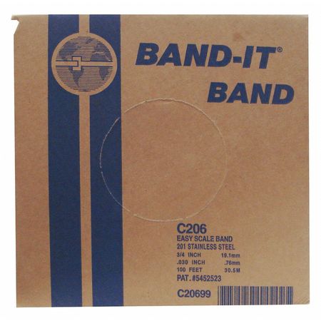 Band-It 201 stainless steel, 3/4" x 100' roll band C20699