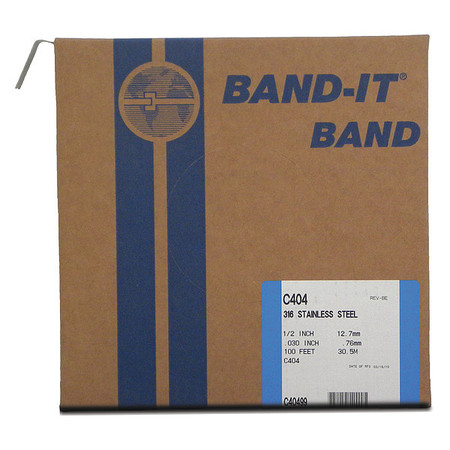 BAND-IT Band, 316Ss, 1/2 X 0.030 X 100 RL/100Ft C40499