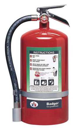 BADGER Fire Extinguisher, 2A:10B:C, Halotron, 15.5 lb 15.5HB