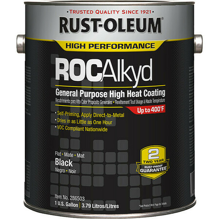 Rust-Oleum Heat Resistant Coating, Black, 1gal 286503