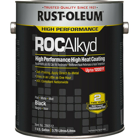 Rust-Oleum Heat Resistant Coating, Black, Metal 286512