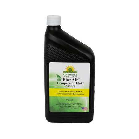 RENEWABLE LUBRICANTS Compressor Oil, 1 qt, SAE Grade 30 84201