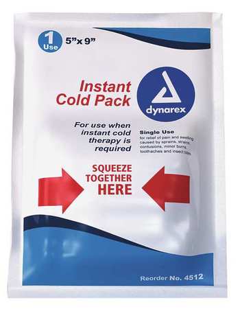 DYNAREX Instant Cold Pack, White, 5inL x 9inW, PK24 4512