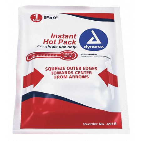 DYNAREX Instant Hot Packs, White, 5inL x 9inW, PK24 4516