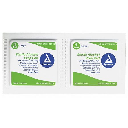 DYNAREX Alcohol Pads, Antiseptics, PK1000 1116