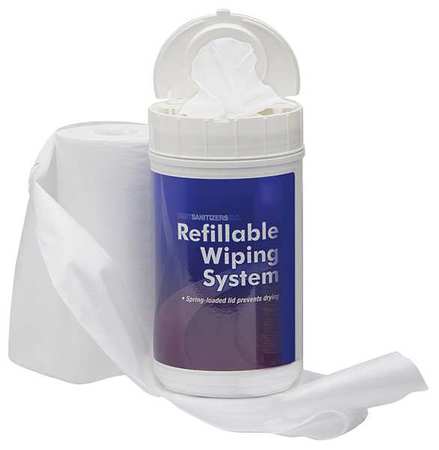BEST SANITIZERS Refillable Wiping System, White, Canister Refill, Polyester, 90 Wipes, 10 in x 7 1/2 in, Unscented SS10005R