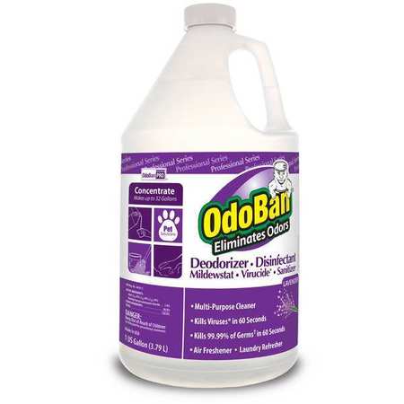 Odoban Odor Eliminator and Disinfectant: Jug, 1 gal, Liquid, Concentrated, Lavendar Fragrance, 4 Pack 911162-G4