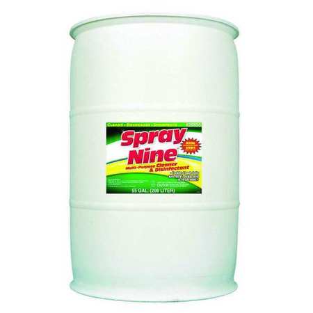 Spray Nine Cleaner and Disinfectant, 55 gal. Drum, citrus, Clear 26855
