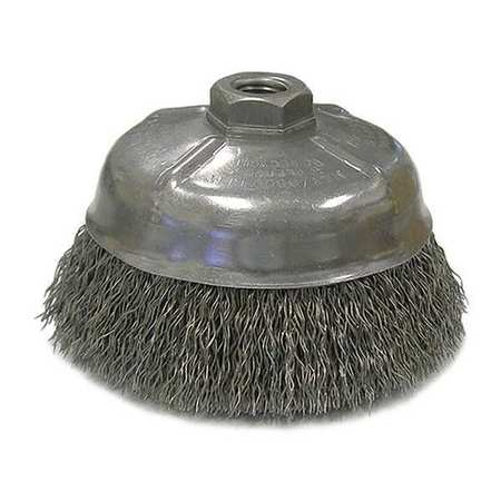 WEILER Crimped Wire Cup Wire Brush, 5"Dia., Steel 14206