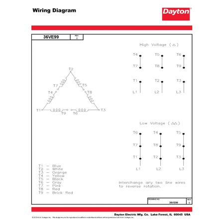 Dayton 3-Phase General Purpose Motor, 3 HP, 182/4 Frame, 230/460V AC Voltage, 3,445 Nameplate RPM 36VE99