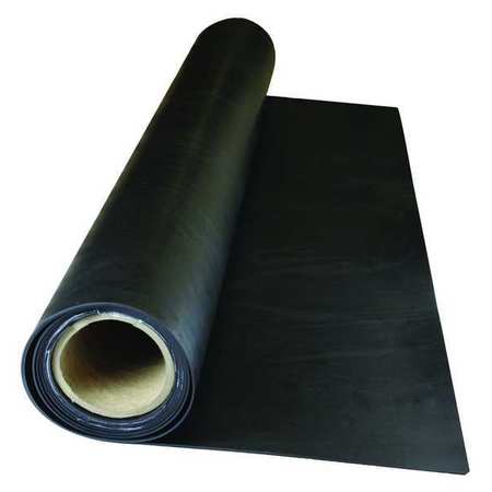 Zoro Select 1/4" High Grade Buna-N Rubber Sheet, 36"x10 ft., Black, 70A BULK-RS-BHS70-208