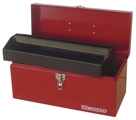 Westward WESTWARD Tool Box, Steel, Red, 16 in W x 7 in D x 7-1/2 in H 36Y011