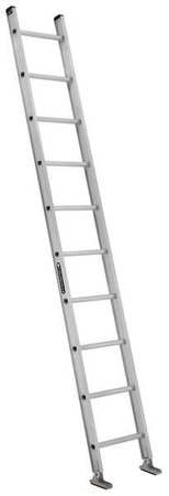 Louisville Straight Ladder, Aluminum, Natural Finish, 300 lb Load Capacity AE2110