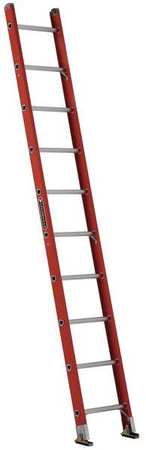 Louisville Straight Ladder, Fiberglass, Orange Finish, 300 lb Load Capacity FE3110