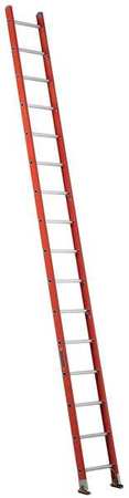LOUISVILLE Straight Ladder, Fiberglass, Orange Finish, 300 lb Load Capacity FE3116