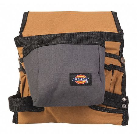 DICKIES Supply Pouch, 8 Pocket, Gray/Tan, Heavy Duty Canvas, 8 Pockets 57021