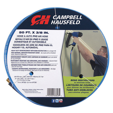 CAMPBELL HAUSFELD PVC Air Hose, Blue, 3/8" x 50 ft. PA121600AV