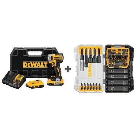 DEWALT Impact Driver, Pistol Grip, 20VDC DCF888D2/DWA2T35IR