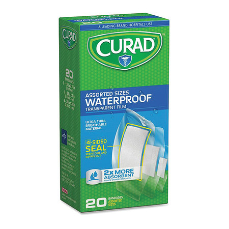 CURAD Waterproof Transparant Bandages, PK20 CUR5108