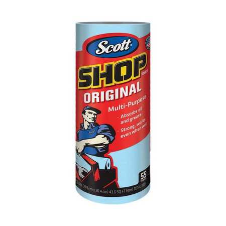 Scott Scott Shop Towels Original, Multipurpose, Perforated Roll, Blue, (55 Towels/Roll, 30 Rolls/Case) 75130