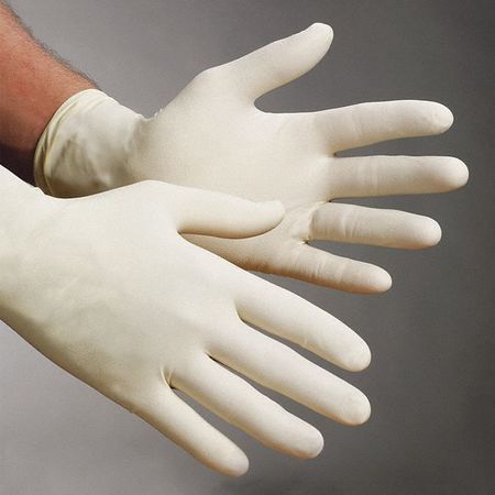 Condor Disposable Gloves, 5.1 mil Palm, Natural Rubber Latex, Powder-Free, L, 100 PK, Natural 366Z97
