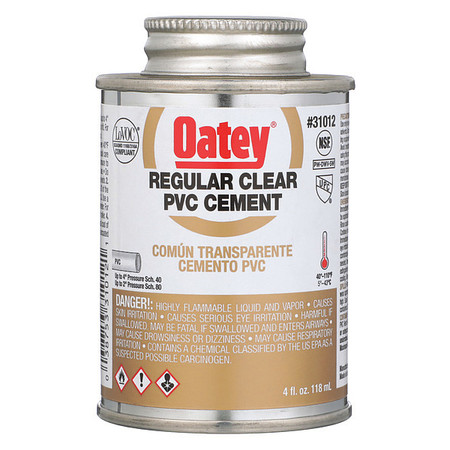Oatey PVC Cement, Regular Clear, 4oz 31012
