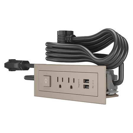 LEGRAND Power Unit, Nickel, 2 Outlet, 2 USB, 1 Swtch RDSZNI