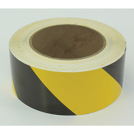 VISUAL WORKPLACE Floor Marking Tape, 2", Striped, Blk/Yel 25-600-2100-622