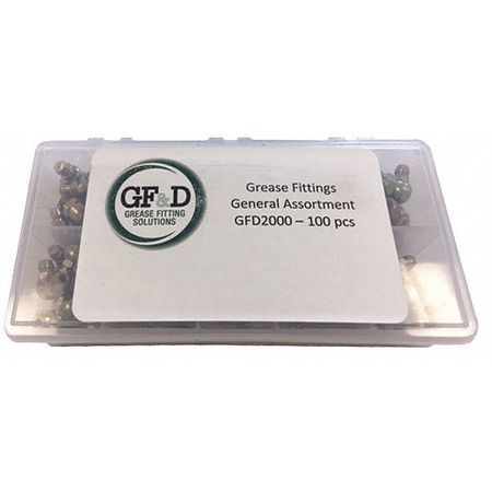 GF&D SYSTEMS General Grease Fitting Assrtmnt, 100 pcs. GFD2000