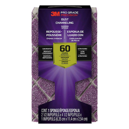 3M Dust-Channeling Sanding Sponge, 2 1/2" W 2500TRI-60C-CH