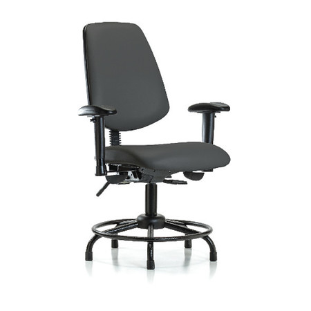 BLUE RIDGE ERGONOMICS Desk Chair, Vinyl, 18" to 23" Height, Adjustable Arms, Charcoal BR-VDHCH-MB-RT-T0-A1-RG-8605