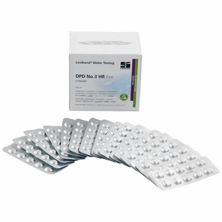 LOVIBOND Safest Tablet, Chlorine, 500PK DPD NO.3 HR EVO TABLETS