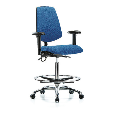 BLUE RIDGE ERGONOMICS ESD Fab Hi Ben Chair w/ Med Bk CF EC BLU BR-ESD-FHBCH-MB-CR-T0-A1-CF-EC-ESDBLU