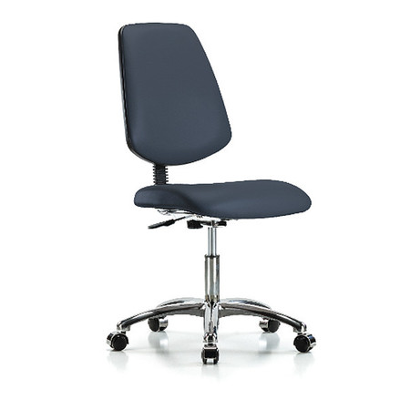 BLUE RIDGE ERGONOMICS Clean Room Chair, Vinyl, 18" to 23" Height, Imperial Blue BR-CLR-VDHCH-MB-CR-CC-8582