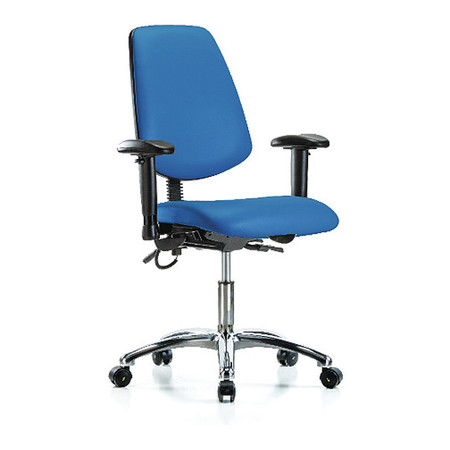 BLUE RIDGE ERGONOMICS Fabric Desk Chair, 19" to 24", Adjustable Arms, Blue BR-ESD-VDHCH-MB-CR-T0-A1-EC-ESDBLU
