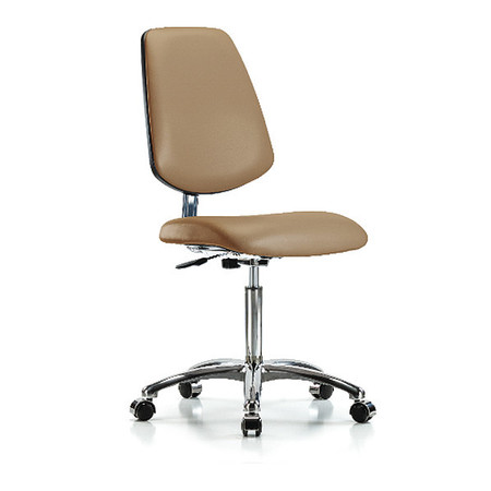 BLUE RIDGE ERGONOMICS Clean Room Chair, Vinyl, 22" to 29" Height, Taupe BR-CLR-VMBCH-MB-CR-NF-CC-8584