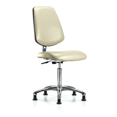 BLUE RIDGE ERGONOMICS Clean Room Chair, Vinyl, 22" to 29" Height, Adobe White BR-CLR-VMBCH-MB-CR-NF-RG-8501