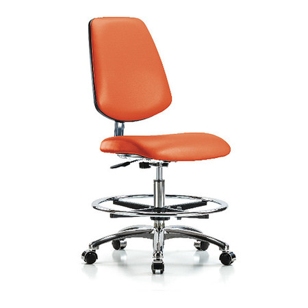 BLUE RIDGE ERGONOMICS Clean Room Chair, Vinyl, 22" to 29" Height, Orange Kist BR-CLR-VMBCH-MB-CR-CF-CC-8613