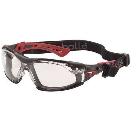 BOLLE SAFETY Rush Plus Safety Glasses, w/Strap, Red/Blk 40252