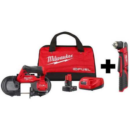 MILWAUKEE TOOL M12 Band Saw Kit and Right Angle Drill 2529-21XC, 2415-20
