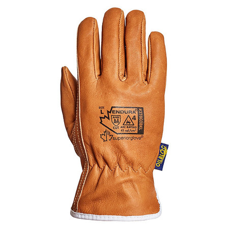 SUPERIOR GLOVE Multipurpose Leather Glove, XL, Tan, PR 378GOBKLXL