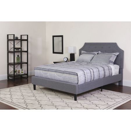 FLASH FURNITURE Brighton Queen Platform Bed, Light Gray SL-BK4-Q-LG-GG