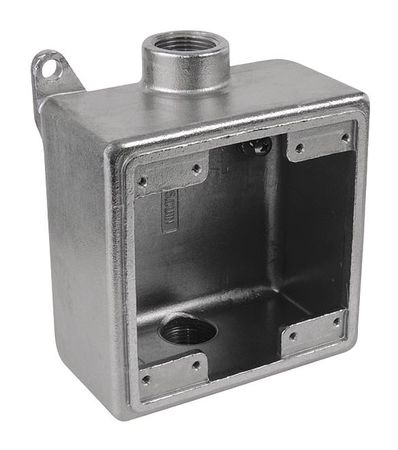 Calbrite Weatherproof Electrical Box, 45 cu in, FDCD Box, 2 Gang, Stainless Steel S61000FDCD