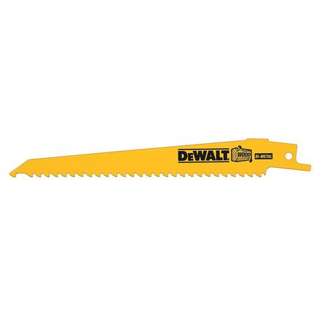 DEWALT 6" 6 TPI Taper Back Bi-Metal Reciprocating Blade for General Purpose Wood Cutting (100 pack) DW4802B