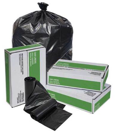 Tough Guy 33 Gal Recycled Material Trash Bags, 33 in x 39 in, Super Heavy-Duty, 1.2 mil, Black, 150 Pack 38D112