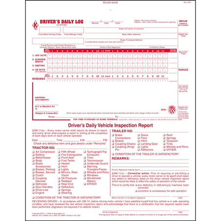 Jj Keller Detail Drivers Daily Logbook, Carbonless 8545