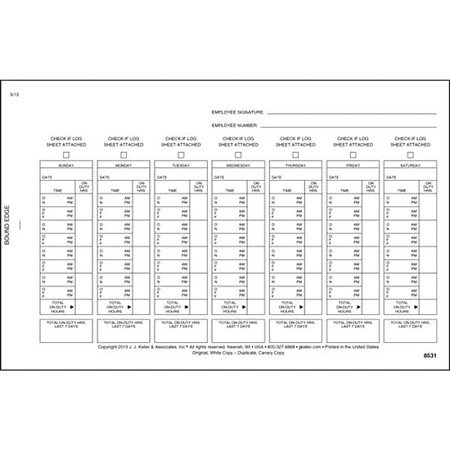 Jj Keller Drivers Exemption Log, Carbonless 8531