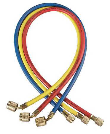Yellow Jacket Manifold Hose Set, 48 In, Red, Yellow, Blue 22984