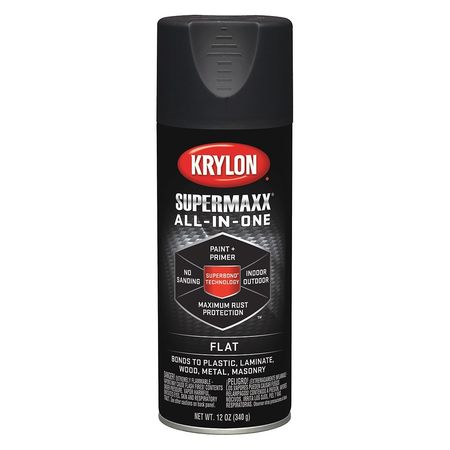 Krylon Industrial Rust Preventative Spray Paint, Black, Flat, 12 oz. K08970007